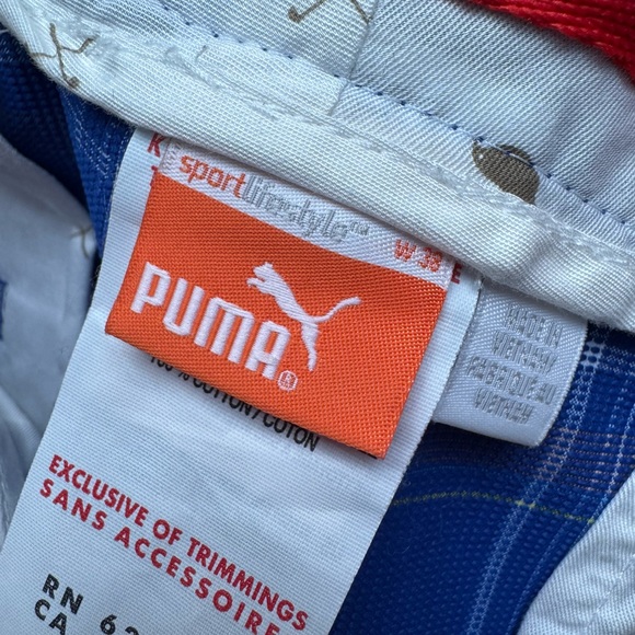 Puma plaid golf shorts royal blue size 38 - Picture 8 of 9